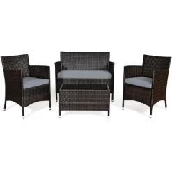 Tangkula 4-Piece Patio Rattan Wicker Conversation Furniture Set Sofa Chair Table Set 29 Tangkula 4-Piece Patio Rattan Wicker Conversation Furniture Set Sofa Chair Table Set -Tangkula GUEST 5c2c5de5 ed78 4b07 b0f3 087d42ecbdba