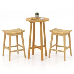 Tangkula 3 Piece Patio Bar Set Round Cocktail Table W/ 2 Rattan Saddle Stools 17 Tangkula 3 Piece Patio Bar Set Round Cocktail Table W/ 2 Rattan Saddle Stools -Tangkula GUEST 5c823363 0dd1 4cbf 9d5e 2da8f234d677