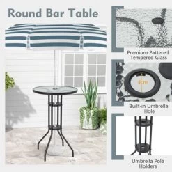 Tangkula 3PCS Bistro Set Folding Chairs Round Bar Table W/ 1.6" Umbrella Hole Yard Patio 14 Tangkula 3PCS Bistro Set Folding Chairs Round Bar Table W/ 1.6" Umbrella Hole Yard Patio -Tangkula GUEST 5cc30bc4 8d58 421e b02d 2842ff31b02e