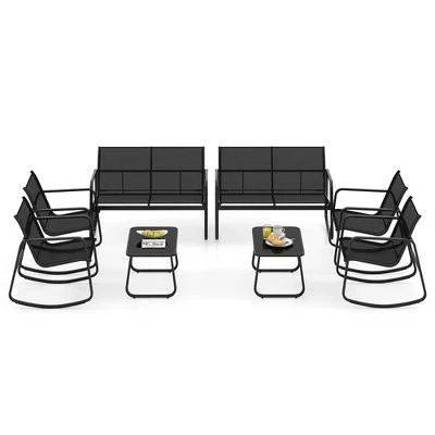Tangkula 8 PCS Rocking Bistro Set Patio Furniture Set W/ Loveseat Rocking Chairs & Coffee Table 12 Tangkula 8 PCS Rocking Bistro Set Patio Furniture Set W/ Loveseat Rocking Chairs & Coffee Table - Image 10