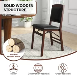 Tangkula Folding Dining Chairs Set Of 2 Foldable Wood Kitchen Chairs With Padded Seat Solid Wood Frame 11 Tangkula Folding Dining Chairs Set Of 2 Foldable Wood Kitchen Chairs With Padded Seat Solid Wood Frame -Tangkula GUEST 5d7b3cad 006e 417f 8f90 7d492de3eb5a