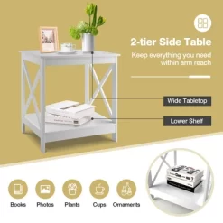 Tangkula Set Of 2 Accent End Table 2-Tier Sofa Side Table Nightstand W/ X-Shaped Frame White 15 Tangkula Set Of 2 Accent End Table 2-Tier Sofa Side Table Nightstand W/ X-Shaped Frame White -Tangkula GUEST 5d8ab0fc 9ce2 4892 83e4 108cbaf62de4