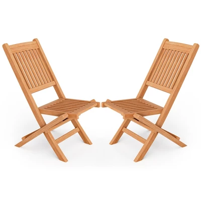 Tangkula Set Of 2 Teak Wood Outdoor Chair Folding Portable Patio Chair W/ Slatted Seat & Back 3 Tangkula Set Of 2 Teak Wood Outdoor Chair Folding Portable Patio Chair W/ Slatted Seat & Back