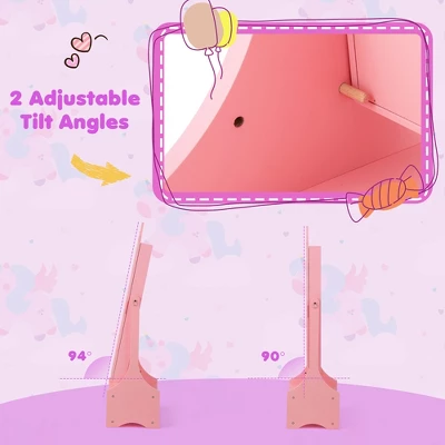 Tangkula Kids Jewelry Cabinet W/ Full-Length Mirror 2 Adjustable Tilt Angles Drawer Pink 6 Tangkula Kids Jewelry Cabinet W/ Full-Length Mirror 2 Adjustable Tilt Angles Drawer Pink - Image 4