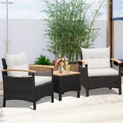 Tangkula 3PCS Patio PE Rattan Conversation Furniture Set Bistro Set Acacia Wood Tabletop 11 Tangkula 3PCS Patio PE Rattan Conversation Furniture Set Bistro Set Acacia Wood Tabletop -Tangkula GUEST 5dd6b0db bb5c 449b 800d 3ab7c31871c3