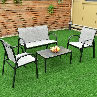 Tangkula 4PCS Chairs Set Coffee Table Patio Garden Modern Furniture Brand New 9 Tangkula 4PCS Chairs Set Coffee Table Patio Garden Modern Furniture Brand New - Image 7