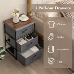 Tangkula 1pc/2pcs Dresser With 3 Drawers, Fabric Storage Organizer Tower Unit Tall Nightstand Bedside Table With Removable Lid For Bedroom -Tangkula GUEST 5e3ac107 4e27 43f8 b869 ac9ac1f98a2c