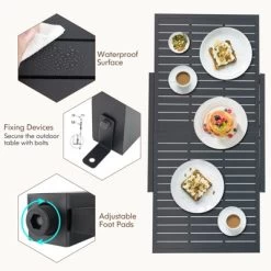 Tangkula Extendable Outdoor Dining Table 31.5 -63 Inches Patio Dining Table W/ All-weather Aluminum Frame Large Rectangular Table -Tangkula GUEST 5f036b6a b7ce 41c4 8b08 0baf7b714144