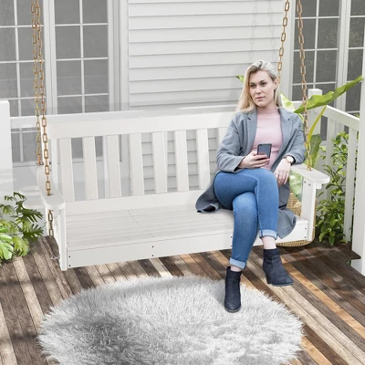 Tangkula 54" HDPE Porch Swing Outdoor Patio Hanging Chair W/ Cup Holder Adjustable Chain 6 Tangkula 54" HDPE Porch Swing Outdoor Patio Hanging Chair W/ Cup Holder Adjustable Chain - Image 4