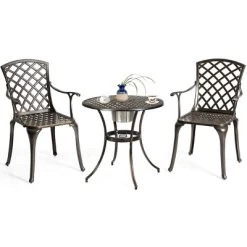 Tangkula 2 PCS Cast Aluminum Dining Chair Arm Seat Outdoor Patio Bistro Chair Solid -Tangkula GUEST 5f0d66fb 470b 4b62 9305 7c800c131a51