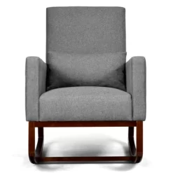 Tangkula 2-in-1 Upholstered Rocking Chair With Wood Leg & Pillow Relax Sofa Chair Light Grey/Beige/Dark Gray -Tangkula GUEST 5f5218cd e5cc 4a7a 8198 e10601212c46
