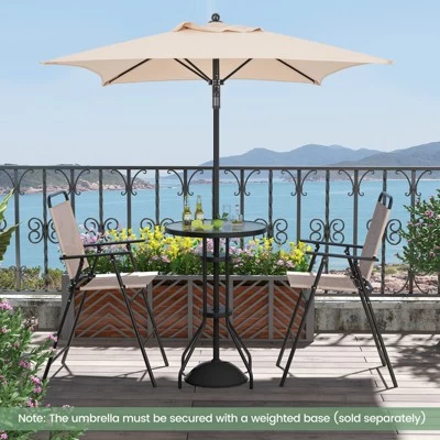 Tangkula 4PCS Bistro Set Folding Counter Height Chairs Round Bar Table & Umbrella Patio 4 Tangkula 4PCS Bistro Set Folding Counter Height Chairs Round Bar Table & Umbrella Patio - Image 2