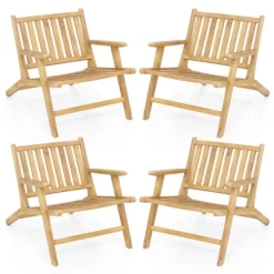 Tangkula 4PCS Teak Wood Outdoor Reclining Chair W/ Comfortable Backrest & Armrests 21 Tangkula 4PCS Teak Wood Outdoor Reclining Chair W/ Comfortable Backrest & Armrests -Tangkula GUEST 5fe6a453 f921 4ee9 a317 c1b69d727ab8