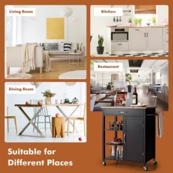 Tangkula Mobile Kitchen Island Cart Serving Utility Trolley Drawer Shelf Towel Rack -Tangkula GUEST 5ff489c1 c449 4ec5 ad61 3f43dc795678