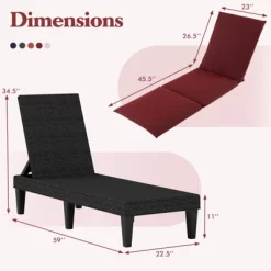 Tangkula 2PCS Patio Lounge Chair Recliner Chair W/ 3-Position Adjustable Backrest & Cushion Black & Red 8 Tangkula 2PCS Patio Lounge Chair Recliner Chair W/ 3-Position Adjustable Backrest & Cushion Black & Red -Tangkula GUEST 6047bcc3 e605 4558 a885 98ac748e95b3