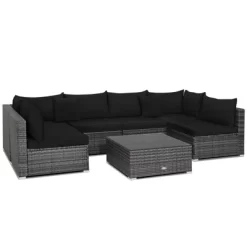 Tangkula 7PCS Patio Rattan Sectional Sofa Set Outdoor Furniture Set W/ Cushions -Tangkula GUEST 60dcb8d2 92b8 4aec 89d1 46a6cb558961