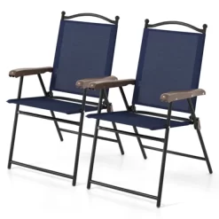 Tangkula Patio Folding Chairs Set Of 2 Outdoor Dining Chairs W/ Ergonomic Backrests & Armrests -Tangkula GUEST 618ea3f0 f641 4758 b725 7e72a37eebda