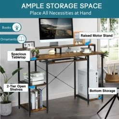 Tangkula Computer Desk Home Office Workstation W/Book Shelves For Working Studying Gaming, Rustic Brown -Tangkula GUEST 61f1b4fd aefa 4c33 a617 3d0c57218227