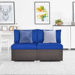 Tangkula 2PCS Patio Sectional Armless Sofas Rattan Furniture Set Outdoor W/ Cushions 13 Tangkula 2PCS Patio Sectional Armless Sofas Rattan Furniture Set Outdoor W/ Cushions -Tangkula GUEST 61f1db4a 2df7 42a0 ae83 f998afe26476