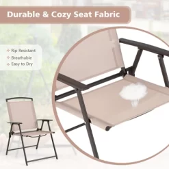 Tangkula 2/4 Piece Patio Folding Chairs Outdoor Dining Chairs W/ Breathable Fabric Heavy Duty Steel & Rustproof Steel Frame -Tangkula GUEST 6203c685 9628 4106 bdd0 2c99cf58623c