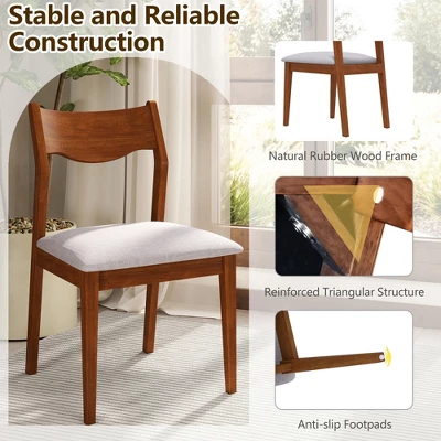 Tangkula Wooden Dining Chair Set Of 4 W/ Rubber Wood Frame Wide Padded Seat 7 Tangkula Wooden Dining Chair Set Of 4 W/ Rubber Wood Frame Wide Padded Seat - Image 5