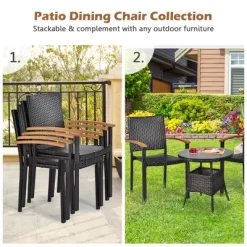 Tangkula 4PCS Stackable Patio Wicker Dining Chair Rattan Armchair Outdoor Yard -Tangkula GUEST 622cdccc e874 4751 8a9b d66d8d982215