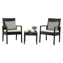 Tangkula Cushioned Outdoor Wicker Rattan Chair Set Patio Furniture Backyard Seat -Tangkula GUEST 62b5c64f c75f 479a a878 58d41393c695