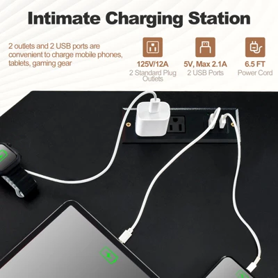 Tangkula L-Shaped Desk With Power Outlet 66” Computer Corner Desk With CPU Stand & Heavy-duty Metal Frame Rustic Brown/Black 6 Tangkula L-Shaped Desk With Power Outlet 66” Computer Corner Desk With CPU Stand & Heavy-duty Metal Frame Rustic Brown/Black - Image 4