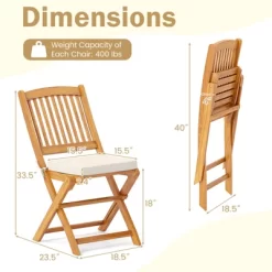 Tangkula Patio Folding Chair Set Of 2 Portable Acacia Wood Dining Chairs With High Back & Seat Cushions Beige/Navy/Red 13 Tangkula Patio Folding Chair Set Of 2 Portable Acacia Wood Dining Chairs With High Back & Seat Cushions Beige/Navy/Red -Tangkula GUEST 63dfa0ed 0dfe 4c35 8900 5ef4ea2120f8