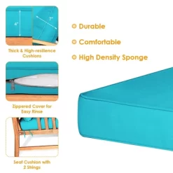 Tangkula 8pcs Wooden Patio Furniture Set Table & Sectional Sofa W/ Turquoise Cushion 15 Tangkula 8pcs Wooden Patio Furniture Set Table & Sectional Sofa W/ Turquoise Cushion -Tangkula GUEST 63f83eb0 67b1 4eb1 99e3 392f30ef940b