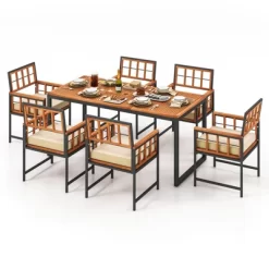 Tangkula 7PCS Dining Set Outdoor Acacia Wood Table W/ Soft Cushions Umbrella Hole Patio 8 Tangkula 7PCS Dining Set Outdoor Acacia Wood Table W/ Soft Cushions Umbrella Hole Patio -Tangkula GUEST 63f9a7e2 2666 421a b5f2 620bcfc03f43