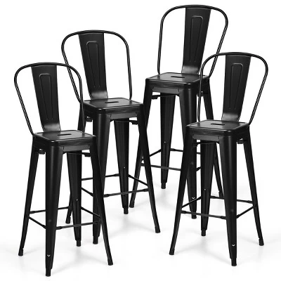 Tangkula Set Of 4 Bar Stools 30" Height Stackable Patio Dining Chairs 4 Tangkula Set Of 4 Bar Stools 30" Height Stackable Patio Dining Chairs - Image 2