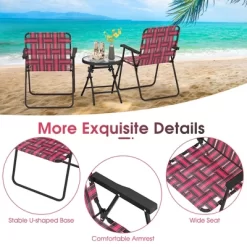 Tangkula Set Of 2 Patio Folding Web Chair Set Portable Beach Camping Chair Red -Tangkula GUEST 64429bbd b677 436f 94d0 a1809704985c