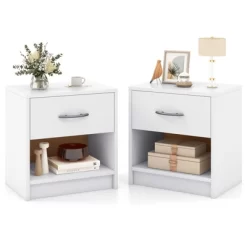Tangkula 2 PCS Nightstand W/ Drawer Side Table W/ Slide-out Drawer Open Storage Shelf 31 Tangkula 2 PCS Nightstand W/ Drawer Side Table W/ Slide-out Drawer Open Storage Shelf -Tangkula GUEST 64dbde9a f5cc 40b8 8f7d ad1c6960737d