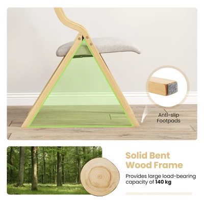 Tangkula Folding Dining Chairs Set Of 4 Wooden Table Chairs W/ Padded Seat Modern Grey & Natural 8 Tangkula Folding Dining Chairs Set Of 4 Wooden Table Chairs W/ Padded Seat Modern Grey & Natural - Image 6