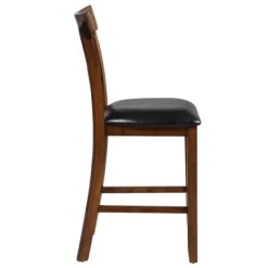 Tangkula Set Of 4 Bar Stools Vintage Wooden Dining Chair For Kitchen, Bistro Brown&Black -Tangkula GUEST 6535b8e8 3743 4172 80e0 264281eb35f9