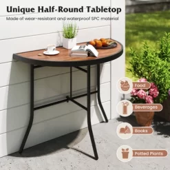Tangkula 2PCS Half-Round Folding Event Table Foldable Banquet Table W/ Metal Frame Brown -Tangkula GUEST 655eff8d c2d2 4e01 a2d0 57ff06eaf060