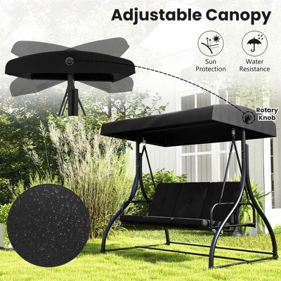 Tangkula Converting Patio Swing Chair Porch Swing Bed W/Adjustable Canopy & Thickened Cushion 6 Tangkula Converting Patio Swing Chair Porch Swing Bed W/Adjustable Canopy & Thickened Cushion - Image 4