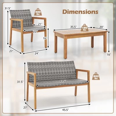 Tangkula 8 Pieces Patio Furniture Set PE Rattan Patio Bistro Set W/ Loveseat 10 Tangkula 8 Pieces Patio Furniture Set PE Rattan Patio Bistro Set W/ Loveseat - Image 8
