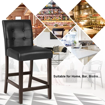 Tangkula Set Of 4 Bar Stools 25inch Counter Height Barstool Pub Chair Rubber Wood Black 7 Tangkula Set Of 4 Bar Stools 25inch Counter Height Barstool Pub Chair Rubber Wood Black - Image 5