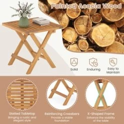 Tangkula 2 PCS Outdoor Folding Side Table Acacia Wood End Table Square Patio Bistro Table -Tangkula GUEST 663cb2d1 b985 43bf 9f05 11e2fc8f5cfb 1