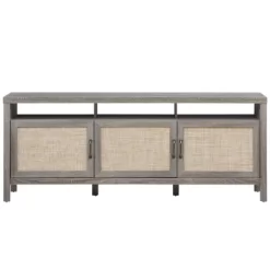 Tangkula Universal TV Stand Cabinet Television Media Console With 3 Rattan Doors Grey Oak Walnut 13 Tangkula Universal TV Stand Cabinet Television Media Console With 3 Rattan Doors Grey Oak Walnut -Tangkula GUEST 66bc182d 97a4 463d 8f80 87e143adb842
