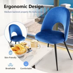 Tangkula Dining Chair Set Of 4 Velvet Upholstered Side Chair W/ Metal Base For Living Room -Tangkula GUEST 66cc2163 6055 4c1c a166 0011f2f47264