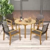 Tangkula 5 PCS Patio Dining Set Round Acacia Wood Table 4 Wicker Armchairs Outdoor Garden 1 Tangkula 5 PCS Patio Dining Set Round Acacia Wood Table 4 Wicker Armchairs Outdoor Garden -Tangkula GUEST 66da7fb4 f3d7 4b8f 866e 779e12abd764
