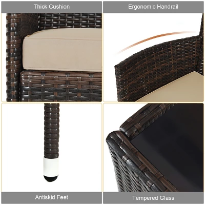 Tangkula 4 PCS Patio Rattan Wicker Furniture Set Outdoor With Cushions 4 Tangkula 4 PCS Patio Rattan Wicker Furniture Set Outdoor With Cushions - Image 2