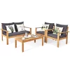 Tangkula 4 PCS Outdoor Acacia Wood Conversation Sofa Table Furniture Set W/ Grey Cushions 1 Tangkula 4 PCS Outdoor Acacia Wood Conversation Sofa Table Furniture Set W/ Grey Cushions -Tangkula GUEST 676e77fa b662 498c adc8 171b376199cc