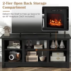 Tangkula 58" TV Stand Entertainment Center W/ 3-Adjustable Shelves For 65" TV Black 15 Tangkula 58" TV Stand Entertainment Center W/ 3-Adjustable Shelves For 65" TV Black -Tangkula GUEST 67ab3a88 121d 4c4b 8024 5c34a3e4f176
