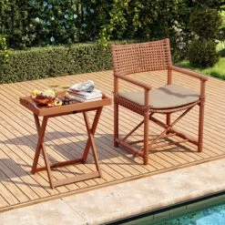 Tangkula Patio Solid Wood Tray Table W/ Removable Top Rectangular TV Tray Bistro Table -Tangkula GUEST 67d1601a 16e7 4fb5 9949 1bfa9ea7f7c8