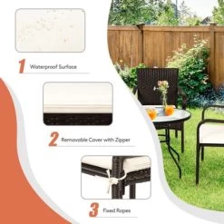 Tangkula 4 PCS Stackable Rattan Chairs Outdoor Dining Chairs W/Cushion For Porch Yard Garden -Tangkula GUEST 67dc5460 9ecc 40b0 abbf 0859f44def13