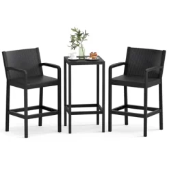 Tangkula 3 Piece Patio Bar Set Bistro Table & Chairs W/ Heavy-Duty Metal Frame -Tangkula GUEST 67eed97c d7f4 49a3 bf46 cf7e54a08677